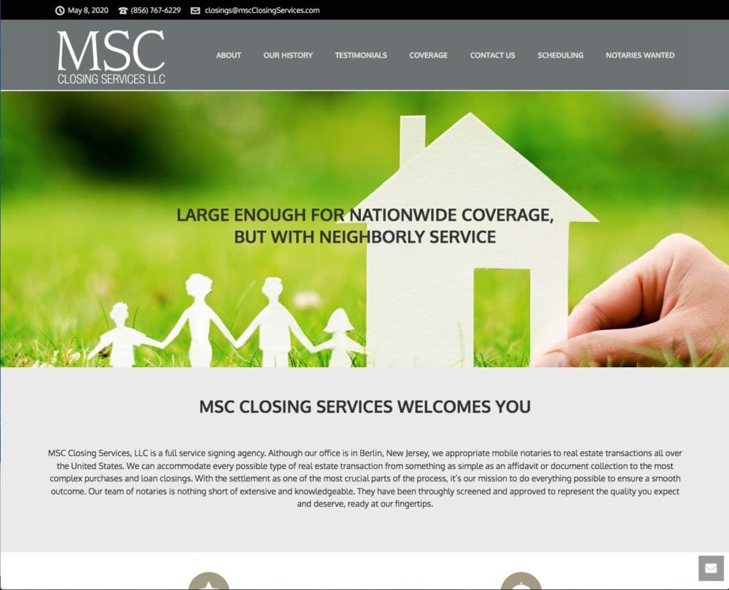 Image of the MSC Closing Services website