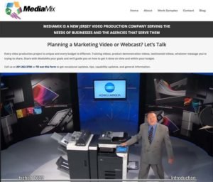 Image of a website for a television production company MediaMix in New Jersey