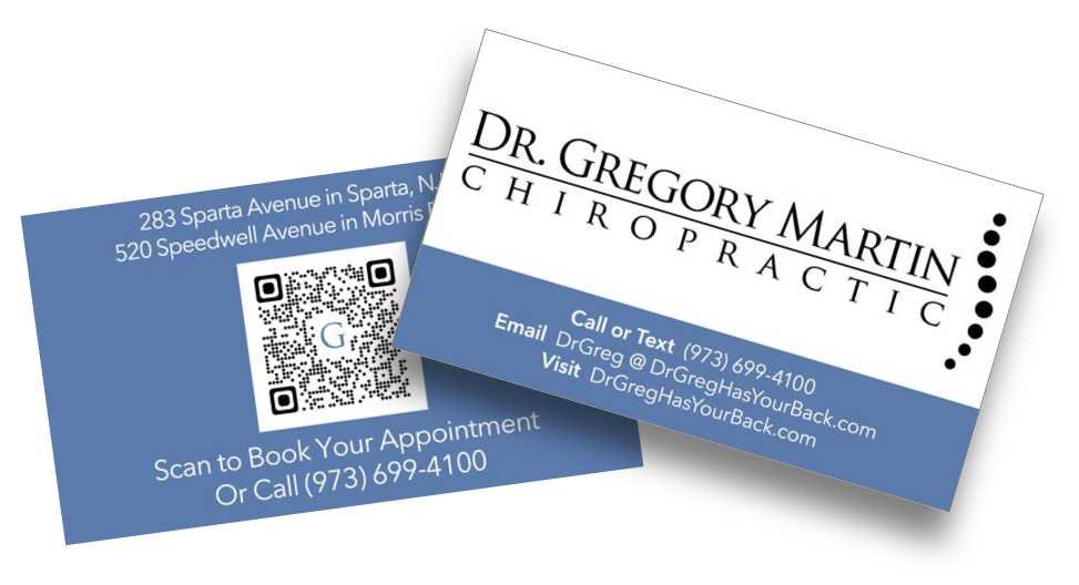 Dr. Greg Martin Chiropractic business cards