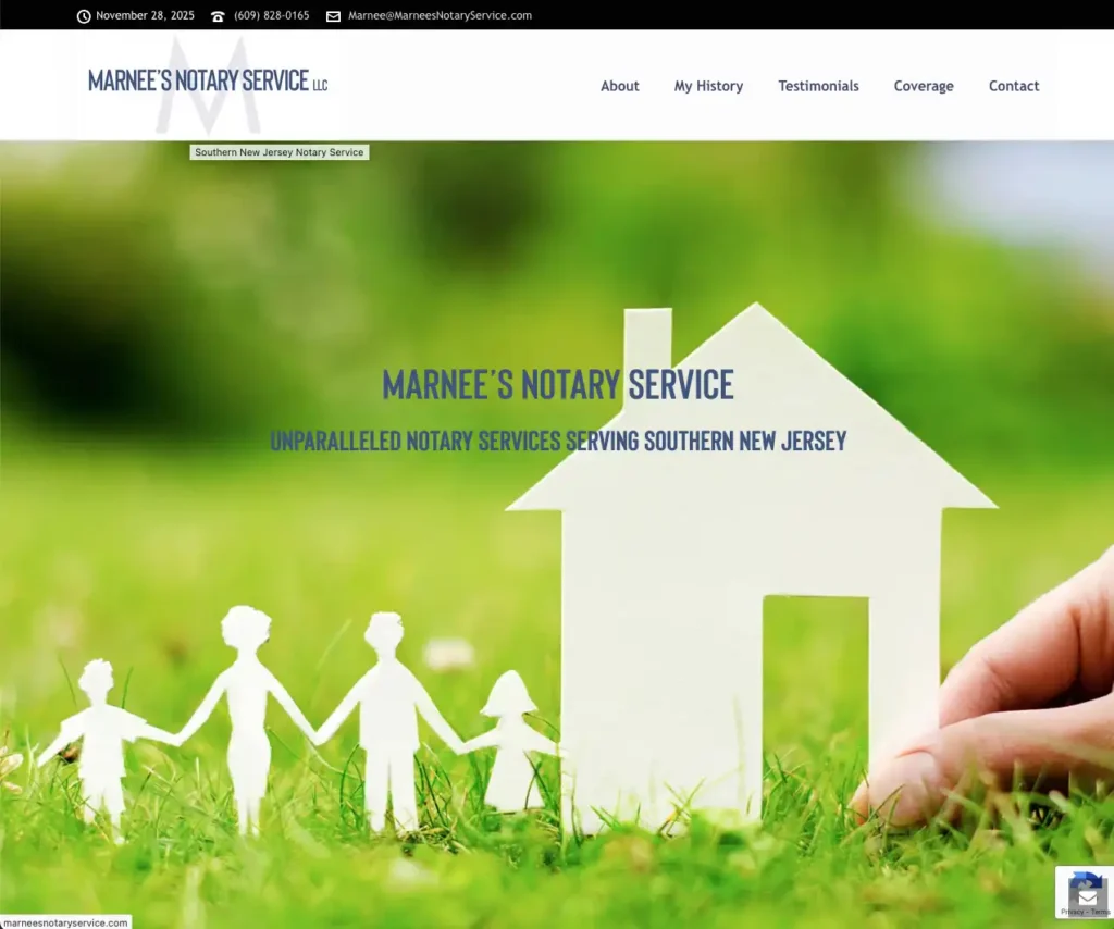 Marnee's Notary Service website grab